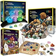 NATIONAL GEOGRAPHIC Geology Bundle 3 Rock Fossil and Crystal Kits Grow Crystals Start a Rock Mineral Fossil Collection Dig Up 15 Real Gemstones Great STEM Science Kit for Boys and Girls