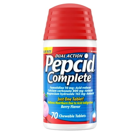 Pepcid Complete Acid Reducer + Antacid Chews, Berry Flavored, 70 Count