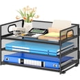 thumbnail image 1 of Letter Tray Paper Organizer with Handle Sliding Tray Metal Mesh Desk File Folder Paper Sorter Organizer for Home Office School Desk Supplies Organization, 1 of 7