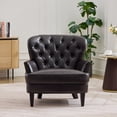 thumbnail image 2 of Ergonomic Accent Chair with Nailhead Trim & Curved Backrest, Solid Wood Legs for Living Room Bedroom Home Office Lounge Seating, 2 of 8