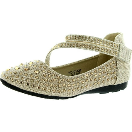 

Link KD-01KM Gold Girls Cute Rhinestone Ballet Ballerina Flats Gold 4b