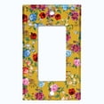 thumbnail image 5 of Metal Light Switch Plate Outlet Cover Colorful Floral Garden Wallpaper Yellow ROS038, 5 of 13