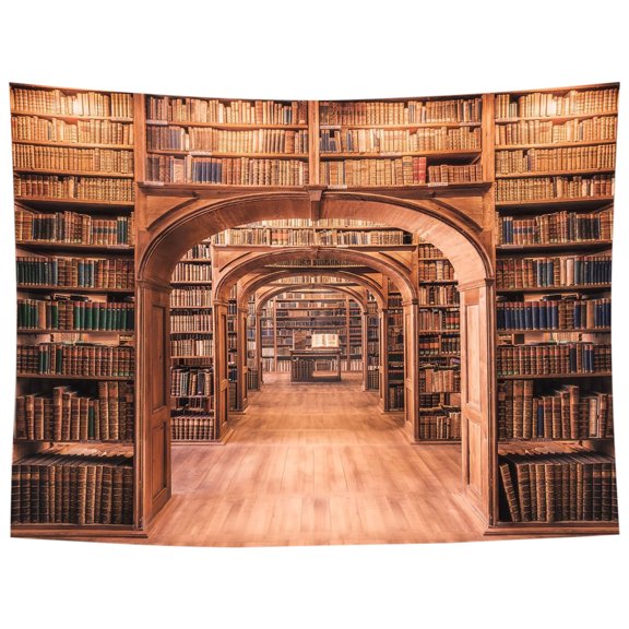 mnjin vintage bookshelf tapestry wall hanging retro library hippie wall tapestries for bedroom living room college dorm decor 59.06 x 59.06 inches a