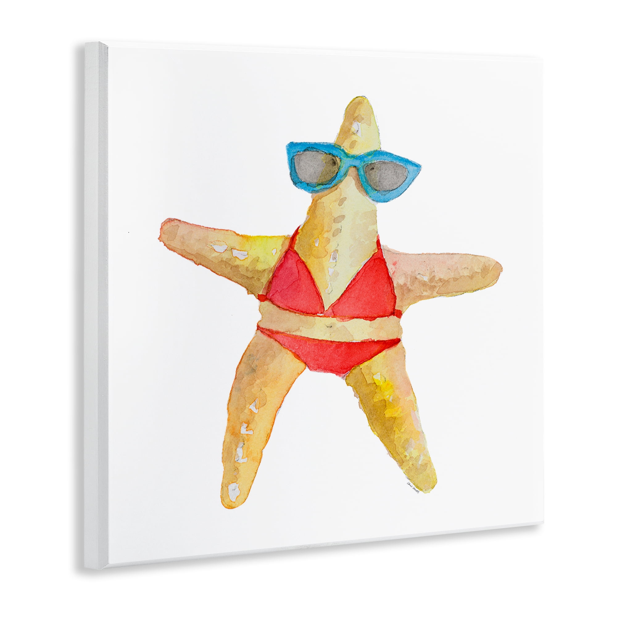 Stupell Industries Fun Swimsuit Starfish Novelty Painting Unframed Art Print Wall Art, 12 x 12