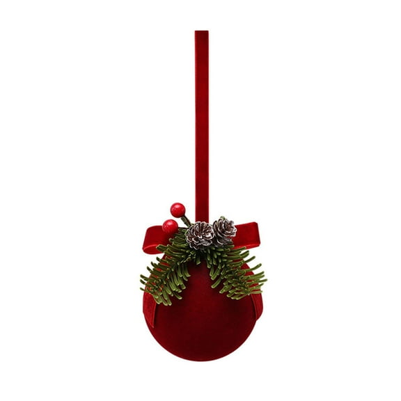 Shoreew Christmas Red Bell Ornament Plastic Velvet Flocked Bell Ball Tree Ornament for Holiday Window Shop Home Decoration