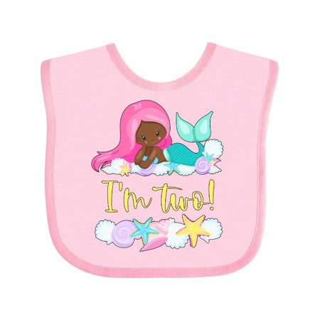 

Inktastic I m 2 Mermaid with Pink Hair and Shells Gift Baby Boy or Baby Girl Bib