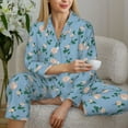 thumbnail image 6 of Honeii Rose Flowers print Women's Pajama Sets Long Sleeve Button Down Sleepwear Nightwear Soft Pjs Lounge Sets-Medium, 6 of 7