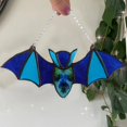 thumbnail image 4 of Halloween Bat Window Hanging Acrylic Wall Art Decoration, Colorful Bat Suncatcher Ornament, Festival Hanging Sign Props for Home Window, Wall, Door, Indoor Outdoor Halloween Party Decor, 1PC Blue, 4 of 9