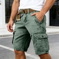 thumbnail image 2 of XEGLSBU Men Cargo Shorts Relaxed Fit Summer Solid Button Front Casual Shorts for Big & Tall Breathable Comfortable Daily Wear Dark Green Size S, 2 of 4