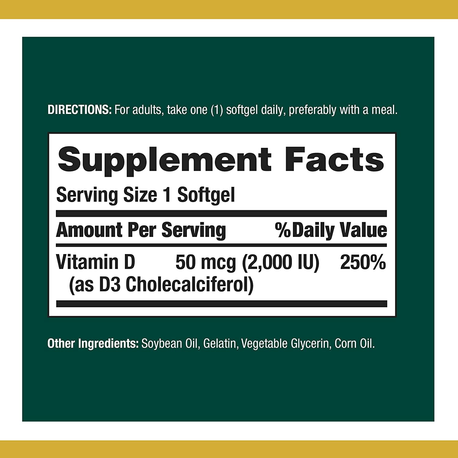 Natures Bounty Vitamin D3 2000 Iu Rapid Release Liquid Soft Gels 240 Ea