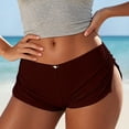 thumbnail image 4 of Cute Micro Pajamas Shorts for Women Low Rise Side Slit Ruched Lounge Shorts Pj Bottoms Coffee S(S), 4 of 6