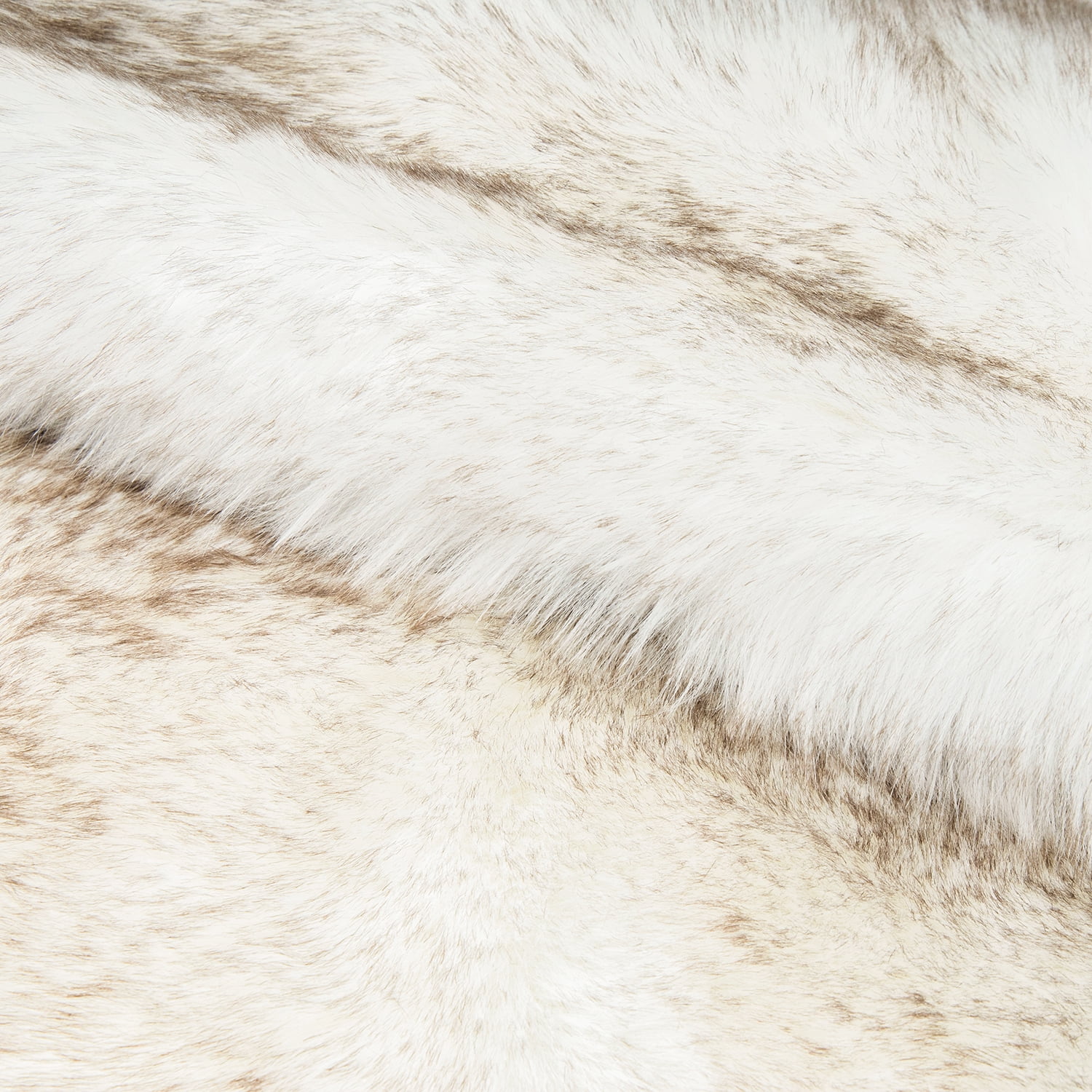 Phantoscope Ultra Soft Faux Fox Fur Series Decorative Indoor Area Rug 3x5 Feet Rectangle, White with Brown Tip, 1 Pack