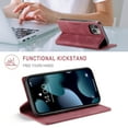 thumbnail image 4 of for iPhone 13 Wallet Case PU Leather Flip Book Style Folio Strong Magnetic Closure RFID Blocking Protective Cover Credit Card Holder Kickstand Function Men for iPhone 13 - 6.1", Red, 4 of 10