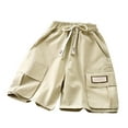 thumbnail image 3 of Sopiago Boys Lightweight Cargo Shorts Youth Drawstring Quick Dry Shorts for Boys Kids Hiking Short with Zipper Pockets (Khaki,11-12 Years), 3 of 4