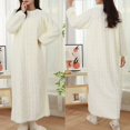 thumbnail image 4 of DOZINSIX 2 Pack Women Flannel Nightgowns Cable Knit Cozy Plush Long Sleeve Winter Warm Nightdress, 4 of 9