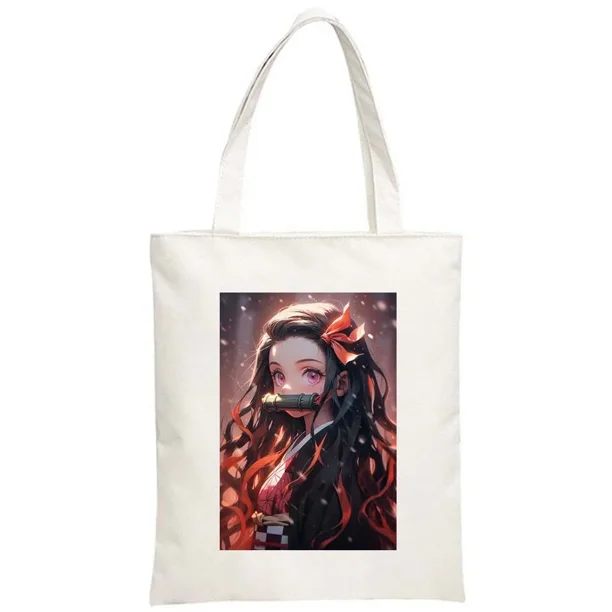 Bolso de hombro de Anime Demon Slayer, bolsa de lona de gran capacidad, Kimetsu No Yaiba, Tanjirou Kamado, Verano
