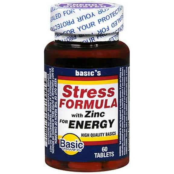 Basic Vitamins Stress Formula with Zinc Tablets - 60 ct