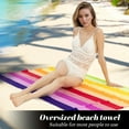 thumbnail image 4 of Super Soft Oversized Rainbow Striped Beach Towel-Bright Rainbow Color, Quick-Drying Microfiber, Strong Wrap Design, Suitable for Beach and Pool Use, Beach, 4 of 8