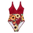 thumbnail image 2 of Lenago Womens e-Piece Swimsuits Sunflower Print Color Blocking Lace Up Plus Size Overlay Print Bikini Swimsuit, 2 of 8