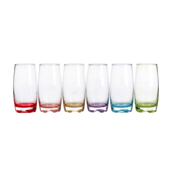 Juego 6 Vasos de Vidrio glazé Con Fondo De color 350ml