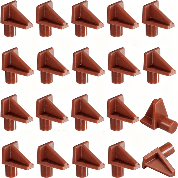LQSEO 20Pcs Brown Shelf Pegs, 1/4 Inch Plastic Shelf Pins Shelf Support Pins, Cabinet Shelf Clips Shelf Holder Pins for Bookcase Cabinets Shelves Cupboard, Shelf Pegs