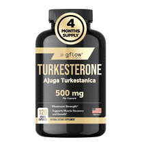 Gflow Vitamins Turkesterone - 500 mg (Ajuga Turkestanica Extract Std. to 10% Turkesterone) Similar to Ecdysterone - Promotes Strength, Endurance, Muscle Growth - 4 Months Supply