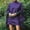 Purple, variant on Women's Solid Color High Neck Blouson Dress Plus Size Elegant Short Dress with Lantern Sleeves Blue，XL