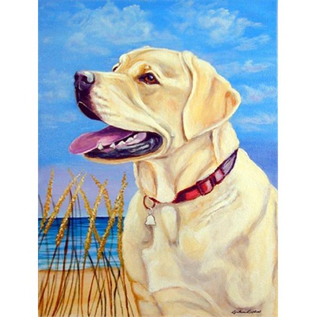 11 x 15 Po. Drapeau Taille Jardin Yellow Labrador à la Plage