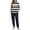 #012 Navy, variant on Felirenzacia Womens Striped Pajama Sets with Pockets, Fleece Lined Long Sleeve Shirts with Cuffed Full Pants, Cozy Casual Longewear, Winter Warm Thermal Undershirts