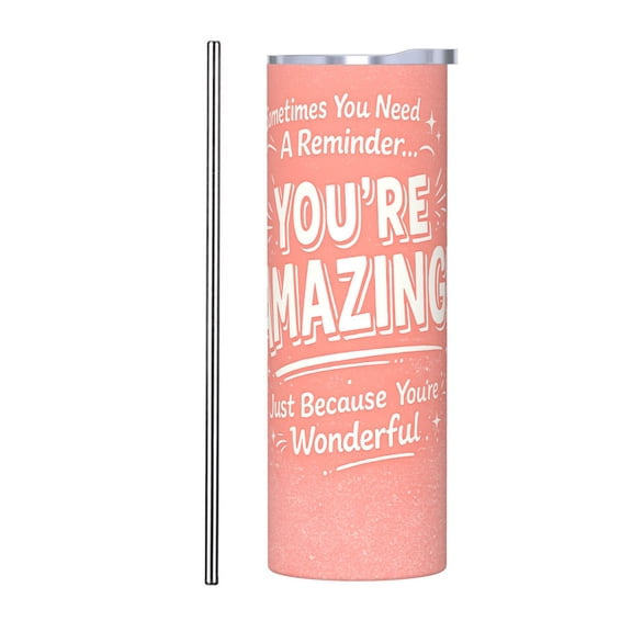 20oz Tumbler You Are Amazing Inspirational Quote Travel Cup Stainless Steel Insulated Car Cup Coffee Cup Gift with Stainless Steel Straw