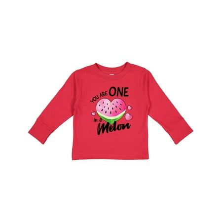 

Inktastic Valentines Day You are One in a Melon with Hearts Gift Toddler Boy or Toddler Girl Long Sleeve T-Shirt