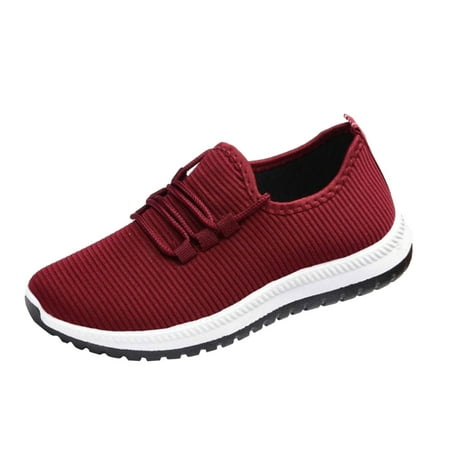 

zuwimk Slip On Shoes Women Women s Leather Platform Slip on Loafers Comfort Moccasins Low Top Casual Shoes Red