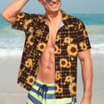 thumbnail image 7 of Rateoe Brown Plaid Sunflower Pattern Men’s Hawaiian Shirt – Short Sleeve Button-Down Tropical Beach Shirt, Lightweight & Breathable Casual Aloha Shirt with Pocket,Large, 7 of 7