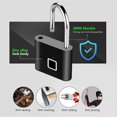 thumbnail image 3 of Keyless USB Charging Fingerprint Lock Smart Padlock Waterproof Door Lock 0.2sec Unlocking Portable Anti-Theft Padlock Zinc, 3 of 5