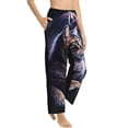 thumbnail image 6 of Salouo Purple Moon Cat Print Women's Pajama Pants Casual Loose Sweatpants PJs Flowy Pants Drawstring Palazzo for Women Wide Leg Pants Lounge Pajama -Small, 6 of 8