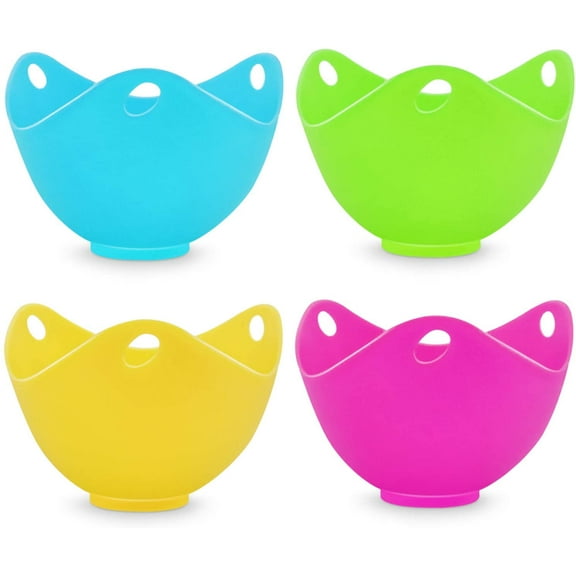 Silicone Egg Poacher Cups,Eggs Poaches Without the Stress or Mess,Set of 4 Nonstick Pods For Easy Release and Cleaning - BPA Free,Stove Top and Dishwasher Safe