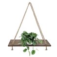 thumbnail image 2 of Wall Hanging Floating Shelf w/ Hooks Set of 2 Rope Swing Mounted Wood Display Rack for Rustic Shelve Plant Shelving, Farmhouse, Home Decor, Living Room, Bathroom, Bedroom, Kitchen, Apartment, 2 of 7