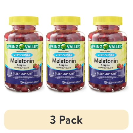 (3 pack) Spring Valley Zero Sugar Melatonin Sleep Support Dietary Supplement Gummies 5 mg 120 Count