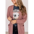 thumbnail image 7 of Women's Mineral Red Solid Color Waffle Knit Cardigan with Pocket - [ZhiHiMeRi] | (US 12-14)L, 7 of 7