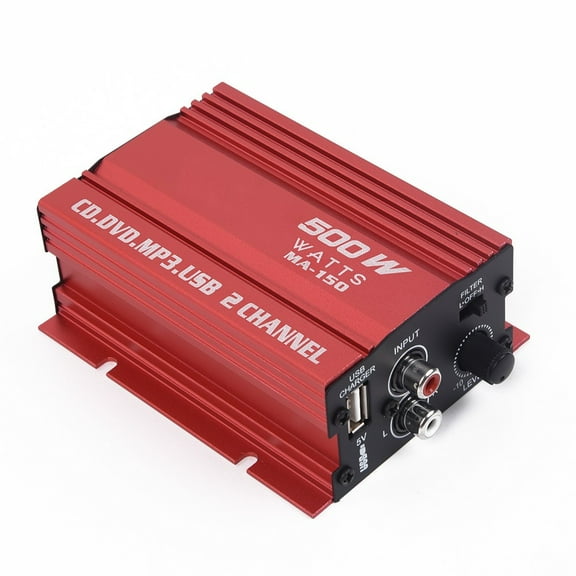 Tekuisi Car 12V Cable 500W Audio Amplifiers 500W 2 Channels Mini Hi-Fi Stereo Audio Amp Subwoofer 20Hz~20KHz Car Amplifiers