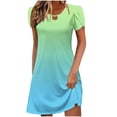 thumbnail image 2 of GaThRRgYP Dresses for Women,Women Summer Casual Leaf Sleeves Hollow Neckline Design Dress Long Skirt Green M, 2 of 5