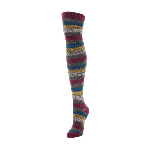 Legmogue Women's Multicolor Stripe Over The Knee Sock - Womens - Female, One Size, Burgundy