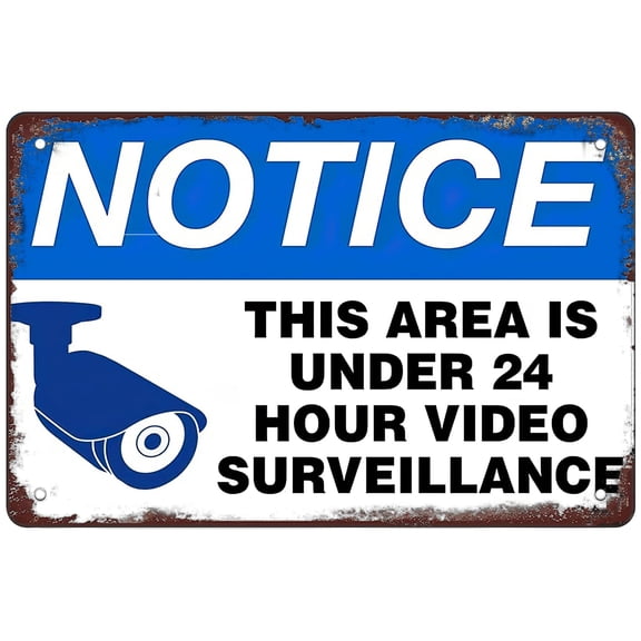 Retro Metal Aluminium Sign Sheet, Smile Youre on Camera 24 Hour Video Surveillance, outdoor Home Wall Decoration Size: 8 x 12 inch