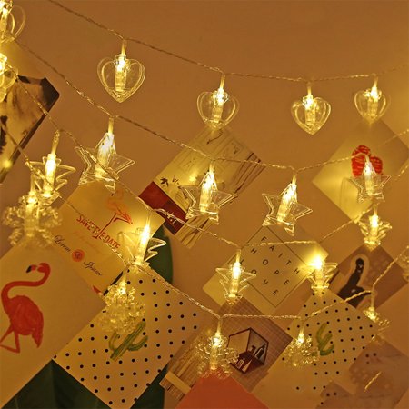 10 LED Photo Clip String Lights for Room Decor Hanging Pictures,Bedroom Wall,Wedding,Warm White Fairy Lights
