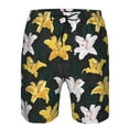 thumbnail image 3 of Cauagu Lilies Flowers Print Men's Swim Trunks,Hawaiian Bathing Suit Swimsuits Beach Shorts with Pockets for Men Quick Dry Swimming Board Shorts-X-Large, 3 of 6