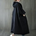 thumbnail image 3 of Joernso Spring Autumn Women Trench Coat Solid Color Loose Hooded Streetwear Literary Style Single Breasted Windbreaker Overcoat for Working, 3 of 8