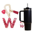 thumbnail image 3 of Unique Bargains 1 Pc Heart Tassel Letter W Water Cup Pendant for Office Red Alloy Plastic, 3 of 5