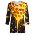 thumbnail image 5 of Royisotas Three Quarter Sleeve Tops for Women Plus Size Tshirt Summer Yellow Bee Festival Casual Shirts Loose Crew Neck Womens T Shirts, 5 of 5