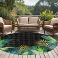 thumbnail image 4 of Summer Botanical Round Area Rug 8Ft Washable Large Circle Rugs for Living Room Dorm, Tropical Monstera Palm Leaf Black Non-Slip Carpet Floor Mats Indoor Outdoor Carpet Runner Aesthetic Home Decor, 4 of 8