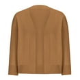 thumbnail image 2 of Womens 3/4 Sleeve Open Front Cropped Cardigan Sweater Lightweight Rib-Knit Short Shrugs for Fall Winter Spring (L, Coffee), 2 of 5